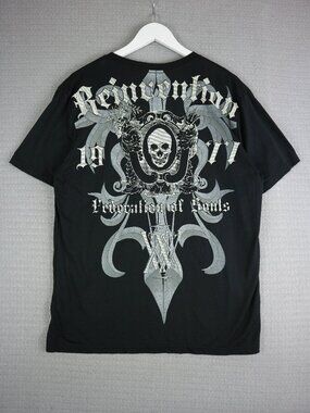Warehouse One Grunge Y2K Style Black Tee Mens Large Streetwear